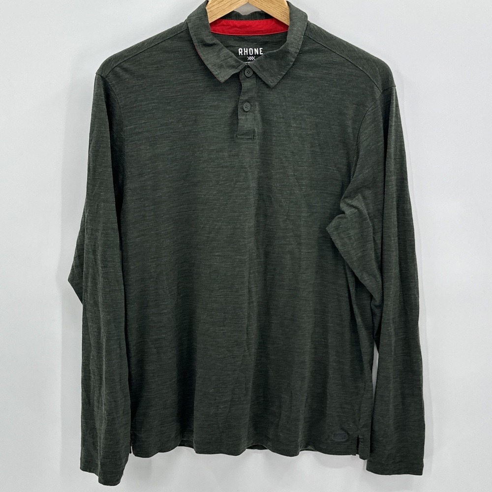 Rhone Shirt‎ Mens Large Brown Henley Long Sleeve Merino Wool Performance Stretch